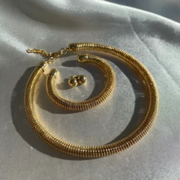 Sarmal Gold Set (küpe, kolye, bileklik)