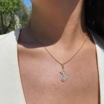 Zirkon Taşlı Çorap Model Çelik Kolye | Altın Renk