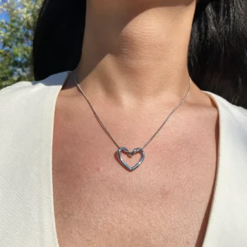 Boş Kalp Düğüm Model Kadın Kolye | Gümüş Renk