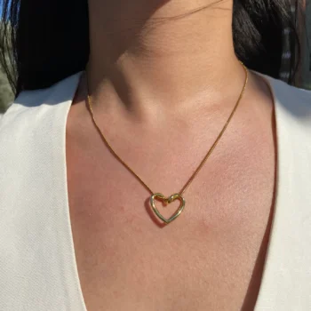 Boş Kalp Düğüm Model Kadın Kolye | Gold Renk