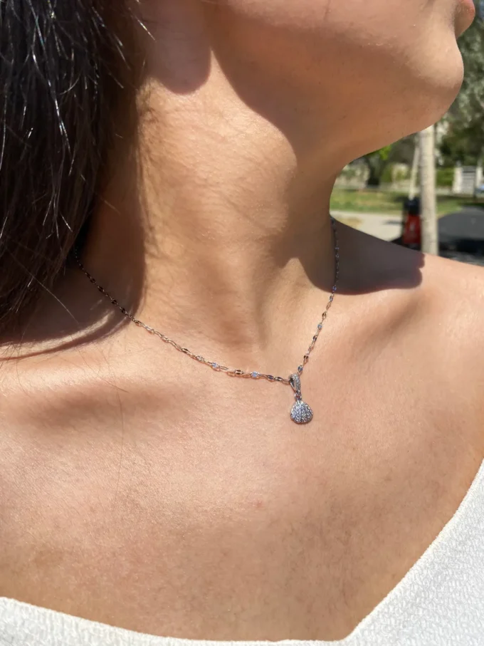 Minimal Midye Kabuğu 316L Çelik Kadın Kolye | Gümüş Renk
