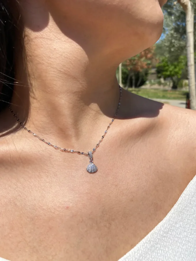 Minimal Midye Kabuğu 316L Çelik Kadın Kolye | Gümüş Renk