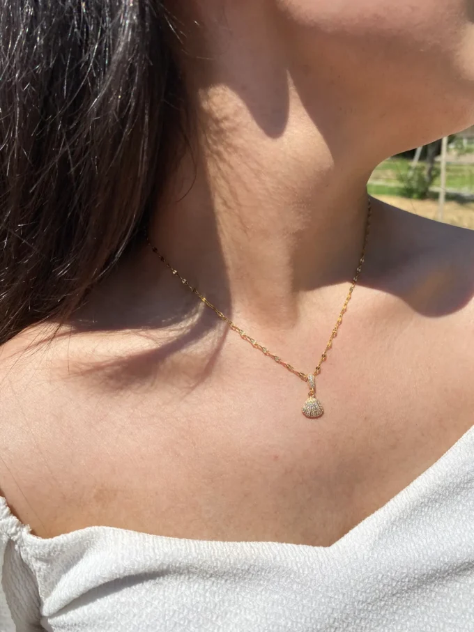 Minimal Midye Kabuğu 316L Çelik Kadın Kolye | Gold Renk