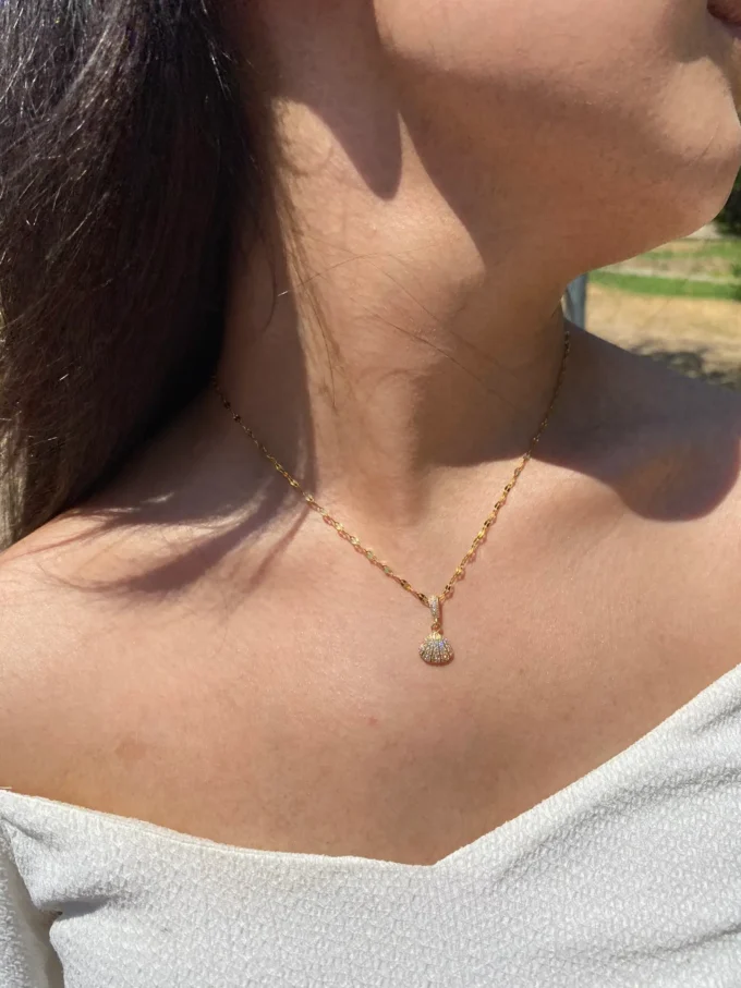 Minimal Midye Kabuğu 316L Çelik Kadın Kolye | Gold Renk
