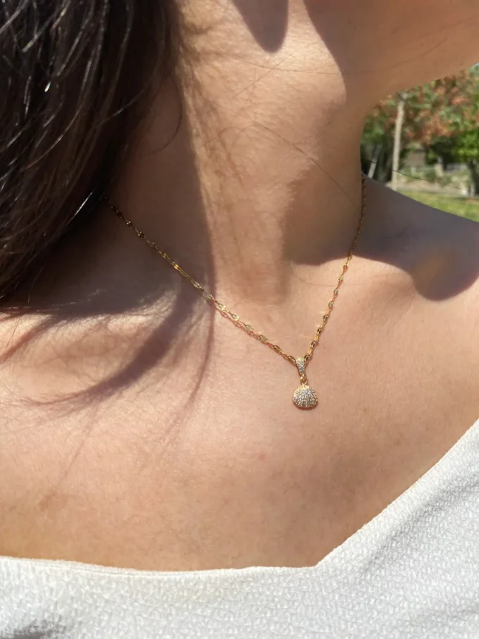 Minimal Midye Kabuğu 316L Çelik Kadın Kolye | Gold Renk