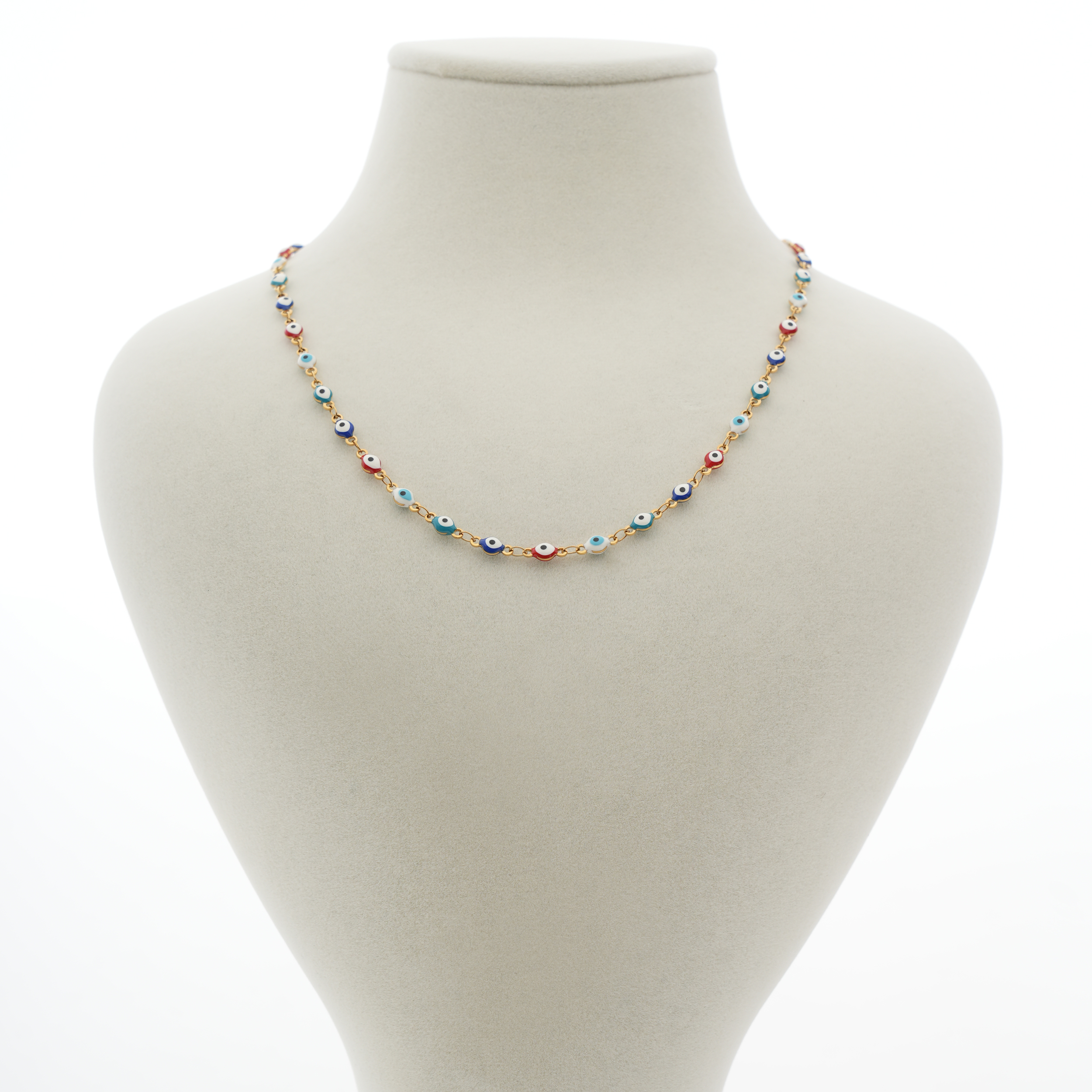 Minimal Çok Renkli Nazar Göz Çelik Kolye