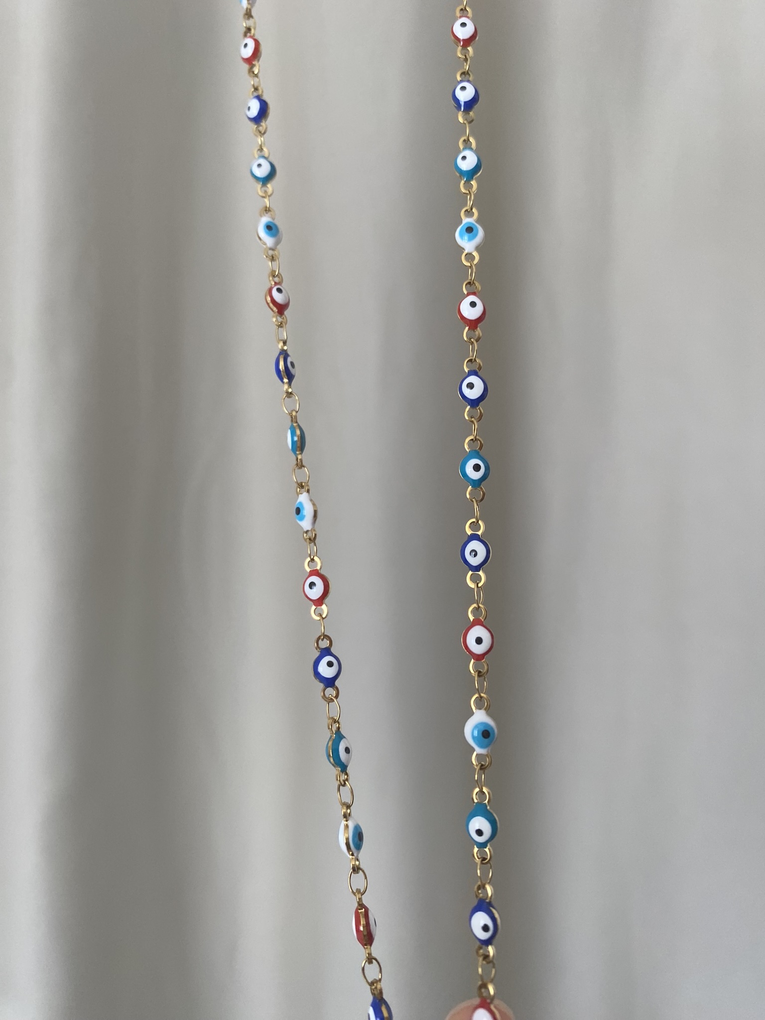 Minimal Çok Renkli Nazar Göz Çelik Kolye