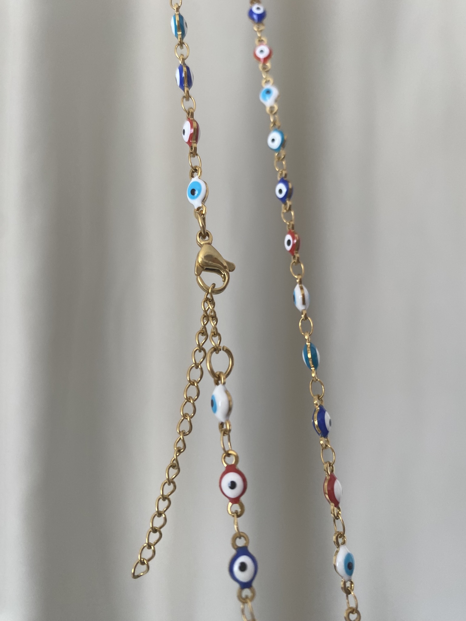 Minimal Çok Renkli Nazar Göz Çelik Kolye